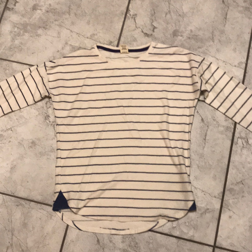 Blue and white striped long sleeve